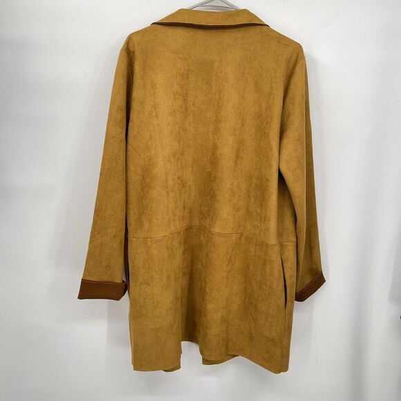 Mystique Women's Mustard Yellow Suede Open Front Drape Jacket Size‎ L - Picture 7 of 8